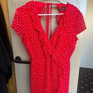 Bardot red poka dot dress